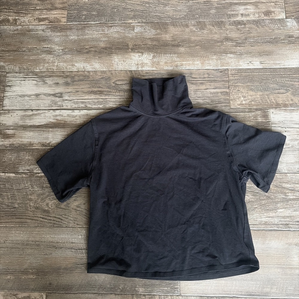 Lululemon Relaxed-Fit Cotton-Blend Turtleneck Tee Size 2 Black‎ Athletic